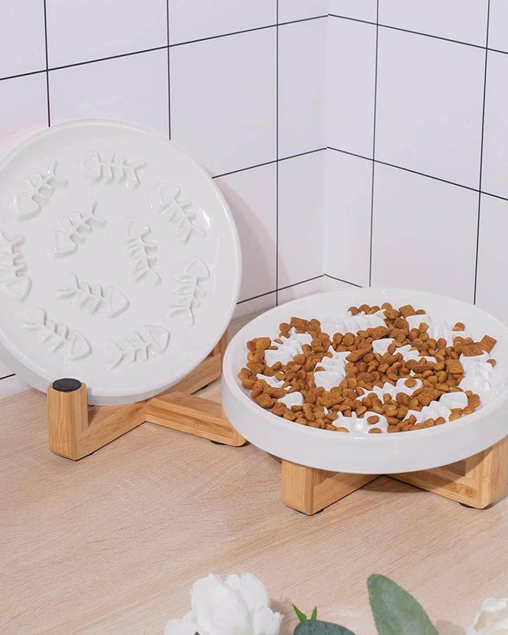 Ceramic Pet Feeder, Slow Feed Cat Bowls For Healthy Eating For Cats And Small Dogs - ZEYTONCART