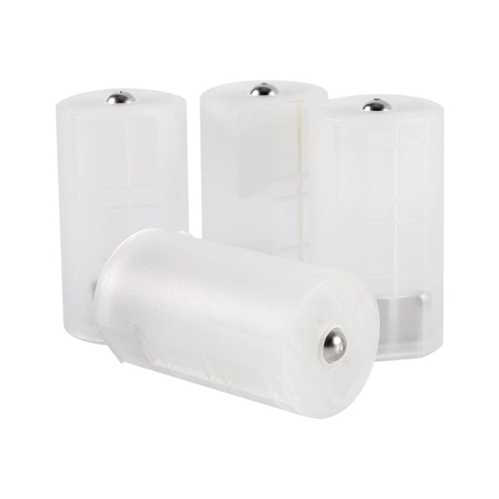 4pcs AA to Size D Battery Adapters Holder Switcher Converter Cases Box White - ZEYTONCART
