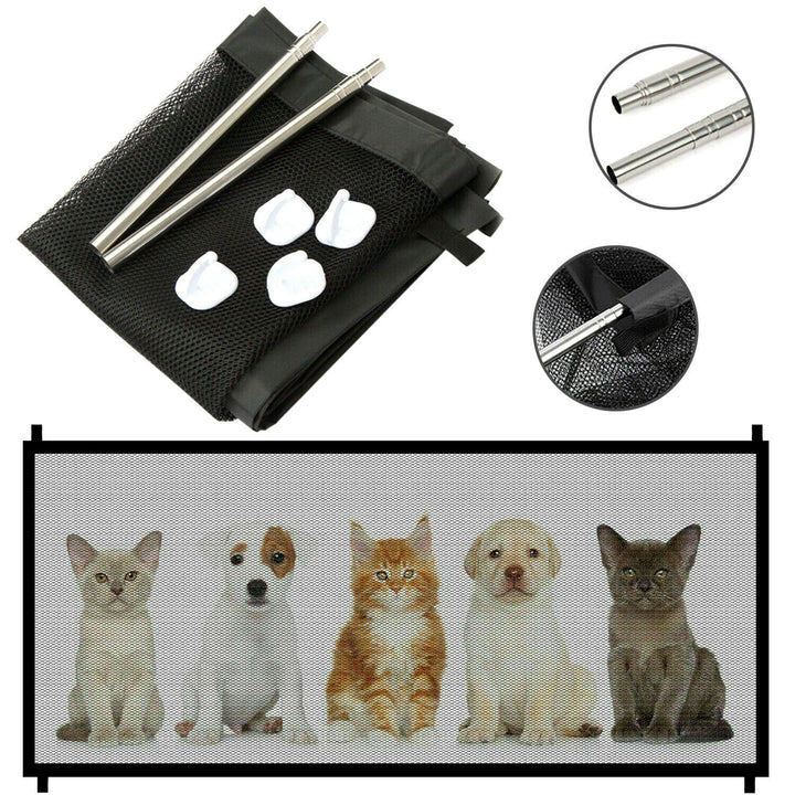 Pets Dog Cat Baby Safety Gate Mesh Fence Magic Portable Guard Net Stairs Doors - ZEYTONCART