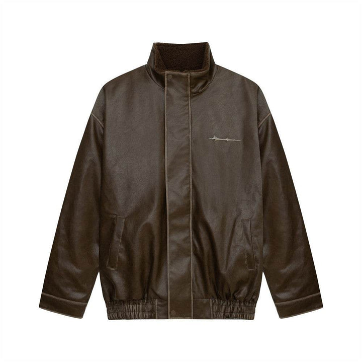 Leather Clothing With Stand Collar Coat For Men - ZEYTONCART