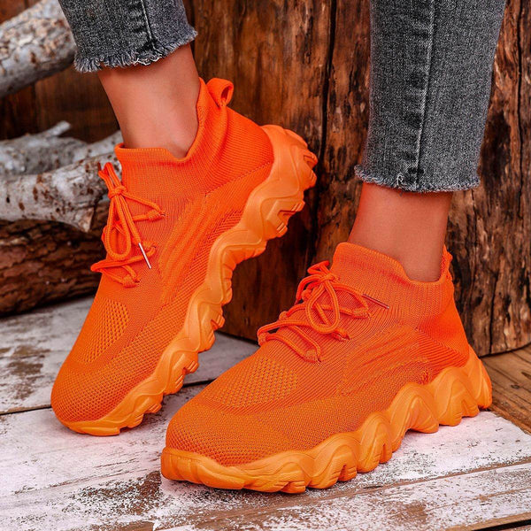 Lace-up Sneakers Lightweight Breathable Mesh Shoes Slip-on Running Walking Shoes For Women - ZEYTONCART