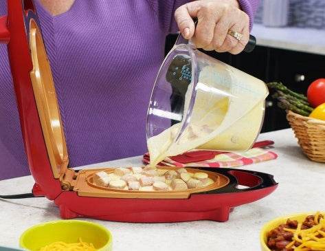 New Red Pan Copper Double-Coated 5 Minute Chef Non Stick Copper Cooker Cookware Includes Spatula and Recipe Guide - ZEYTONCART