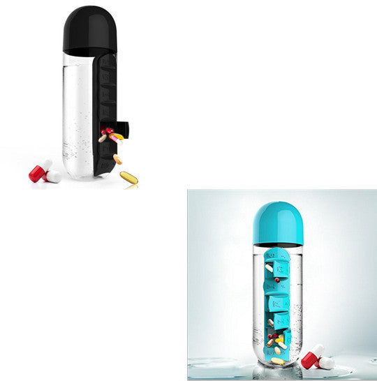 Direct Selling Two-In-One Water Cup Pill Box 7-Day Pill Box 7 Grids Outdoor Easy To Carry Water Bottle One Week With Pill Box Cup - ZEYTONCART