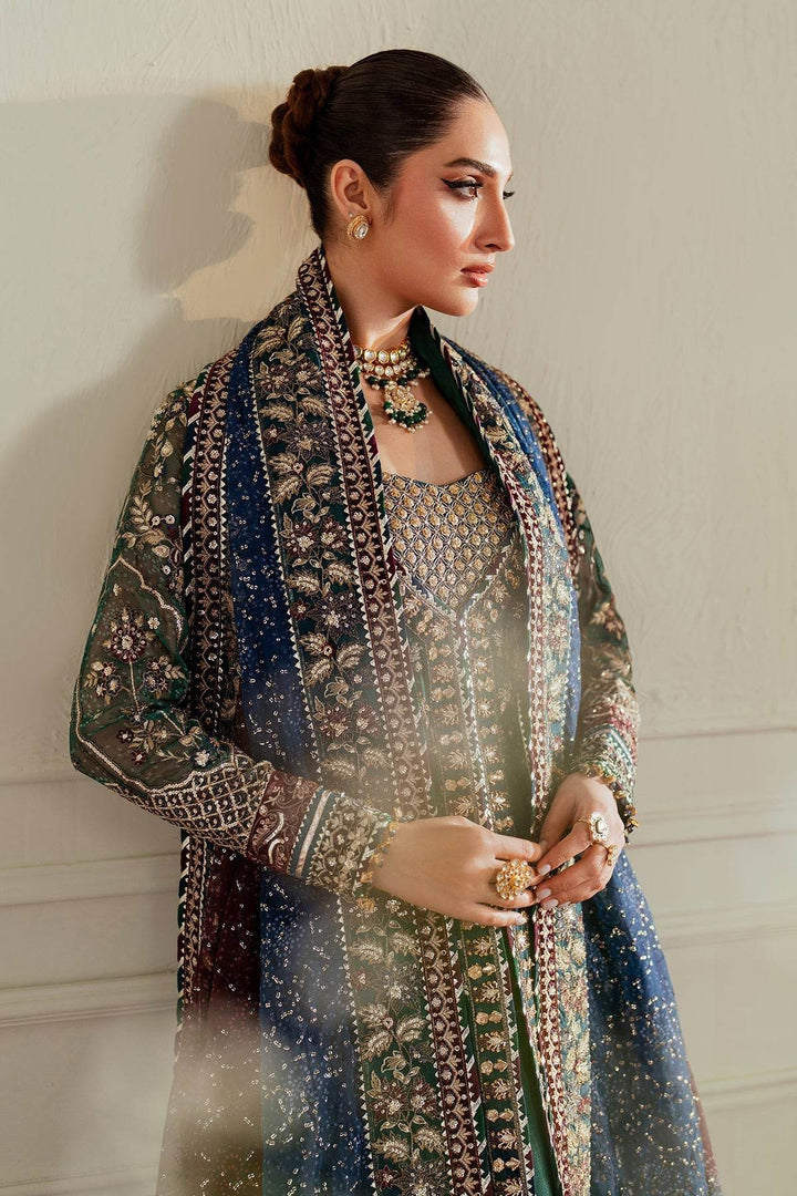 Luxurious 3-Piece Chiffon Ensemble – Chunri Elegance with Heirloom Craftsmanship EMBROIDERED CHIFFON CH13-03 UNSTITCHED - ZEYTONCART