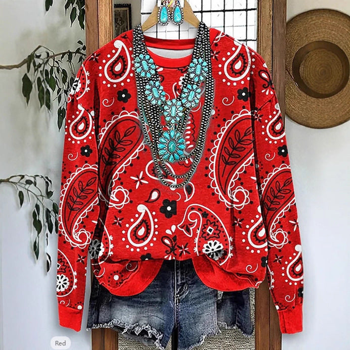 European And American Printing Long Sleeve Casual Top Autumn Winter Sweater - ZEYTONCART