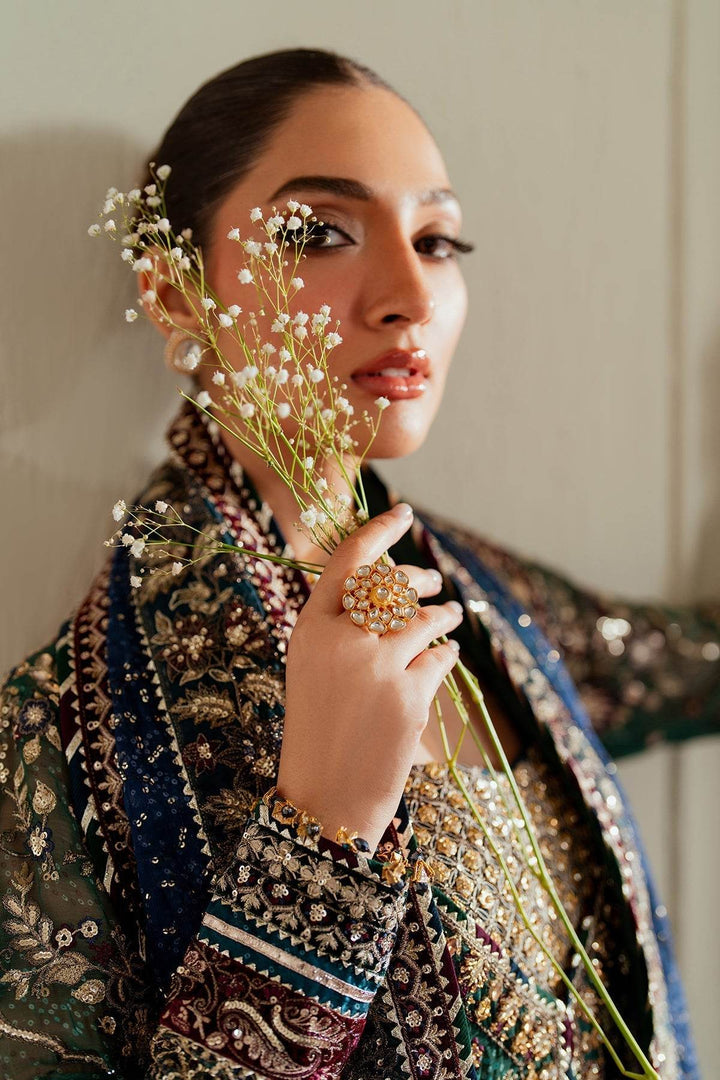 Luxurious 3-Piece Chiffon Ensemble – Chunri Elegance with Heirloom Craftsmanship EMBROIDERED CHIFFON CH13-03 UNSTITCHED - ZEYTONCART