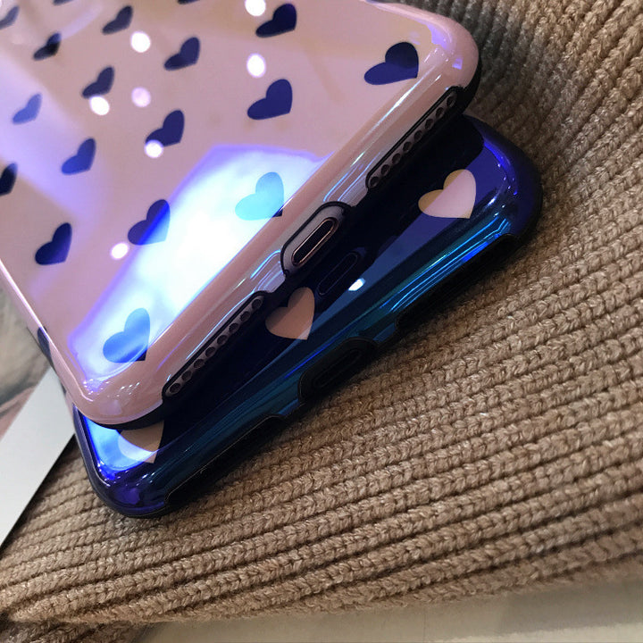 Blu-ray Laser Gradient Case For  Love Heart Phone Cases For Glossy Soft Silicon Back Cover - ZEYTONCART