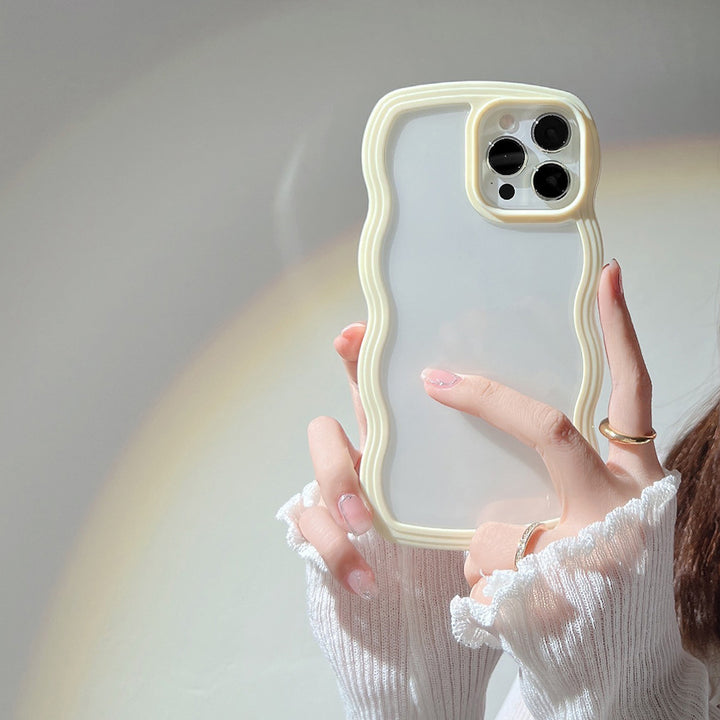 Wave Border Mobile Phone Case Solid Color Simple Candy Color - ZEYTONCART