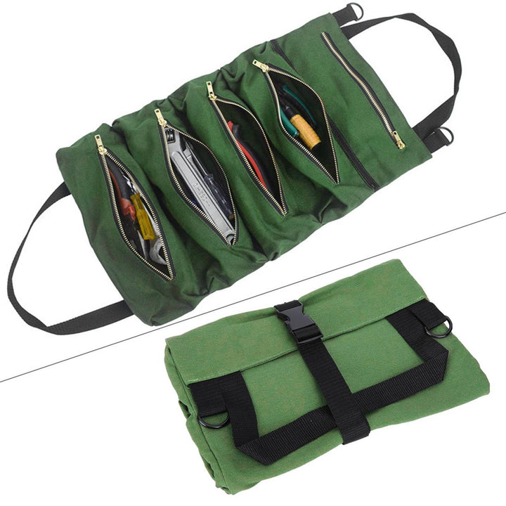 Portable Canvas Spanner Wrench Tool Roll Up Storage Bag Organizer Pouches Case - ZEYTONCART