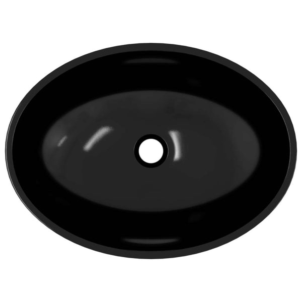 vidaXL Basin Glass 50x37x14 cm Black