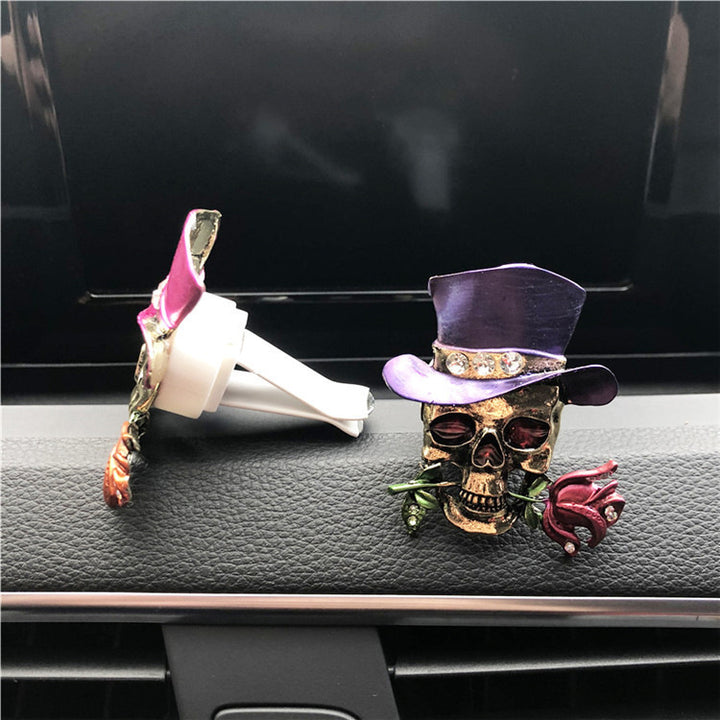 Halloween New Funny Retro Metal Skull Fashion Alloy Retro Roses Purses Anime Car Decoration Car Accessories - ZEYTONCART