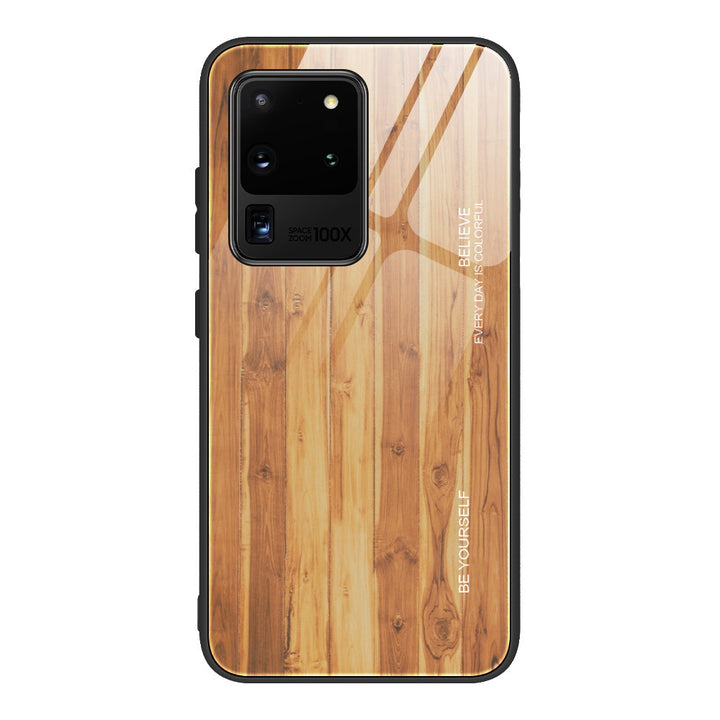 Wood grain tempered glass phone case - ZEYTONCART