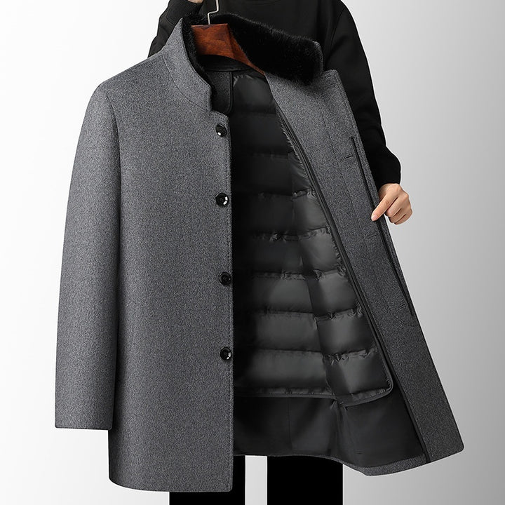 Men's Wool Overcoat Autumn And Winter New Mid-length Thickening Detachable Down Feather Liner - ZEYTONCART