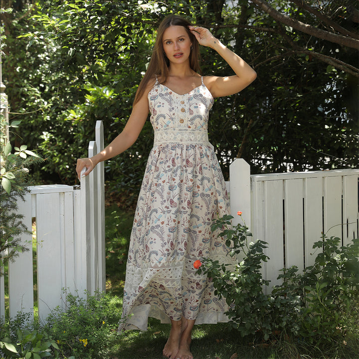 Women's Sleeveless Suspender Floral Dress - ZEYTONCART