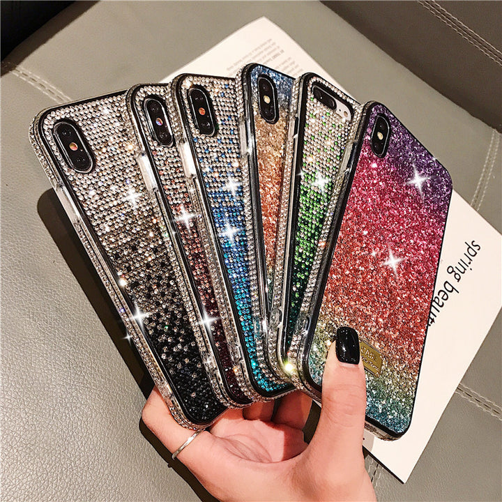 New Phone Case Suitable For Rainbow Pasted Leather Diamond Mobile Phone Case - ZEYTONCART