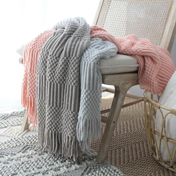Nordic Knitted Blanket Woolen Blanket Blanket Bubble Blanket Sofa Blanket - ZEYTONCART