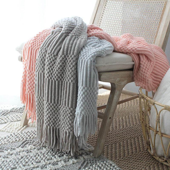Nordic Knitted Blanket Woolen Blanket Blanket Bubble Blanket Sofa Blanket - ZEYTONCART