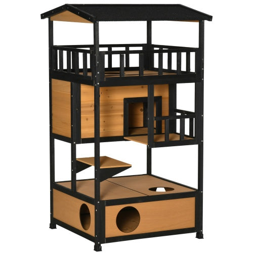 Wooden Outdoor Cat House, Wild Cat Shelter Kitten Tree - ZEYTONCART