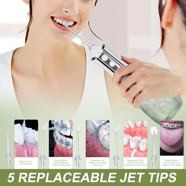 3 Modes Oral Irrigator USB Rechargeable Water Floss Portable Dental Water Flosser Jet 350ml Irrigator Dental Teeth Cleaner 5 Jet - ZEYTONCART