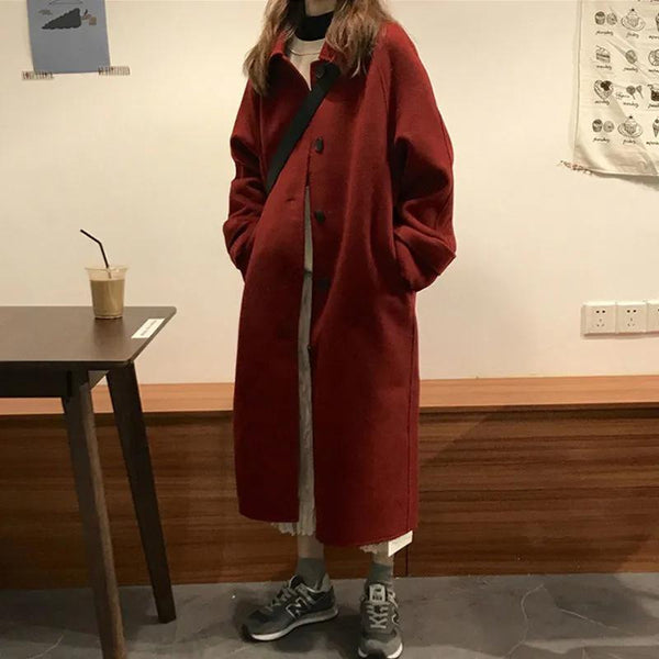 Hepburn Style Autumn And Winter Black Woolen Coat Women - ZEYTONCART