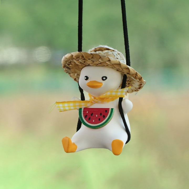 Car Pendant Cute Anime Little Duck Swing Auto Rearview Mirror Hanging Ornaments Interior Decoraction Accessories For Girls Gifts - ZEYTONCART