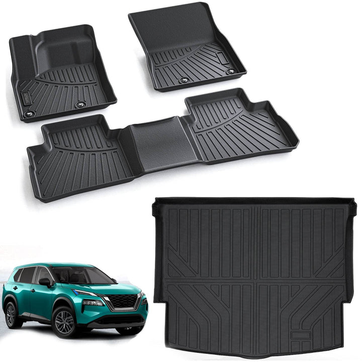 Floor Mats & Cargo Liners Backrest Mats Compatible For 2021-2025 Nissan Rogue All Weather 2 Row Floor Liners And Trunk Mat Anti-Slip Rubber Mats-Blacks - ZEYTONCART