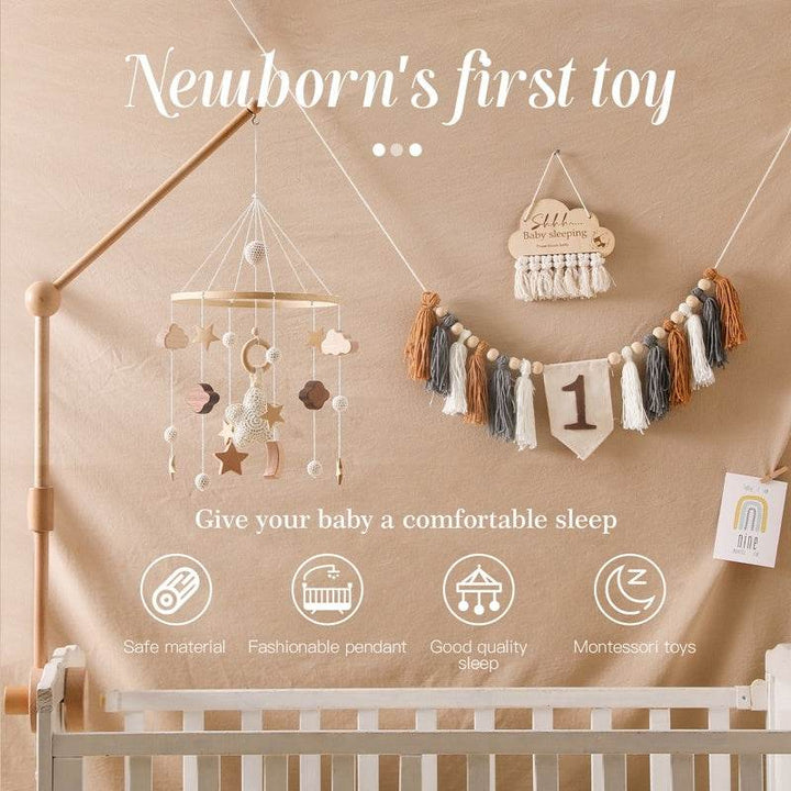 Hand Crocheted Wooden Nursery Wall Hanging - ZEYTONCART