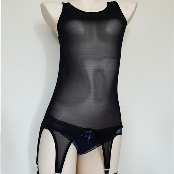 Metal Clasp Sexy Lingerie Sheer Mesh Garter