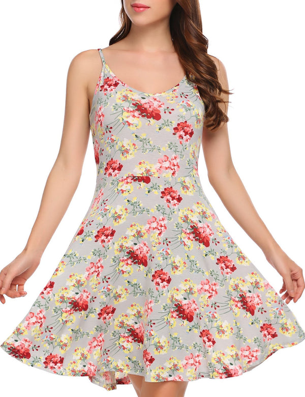 Sunflower Floral Print Mini Floral Skirt Princess Dress - ZEYTONCART