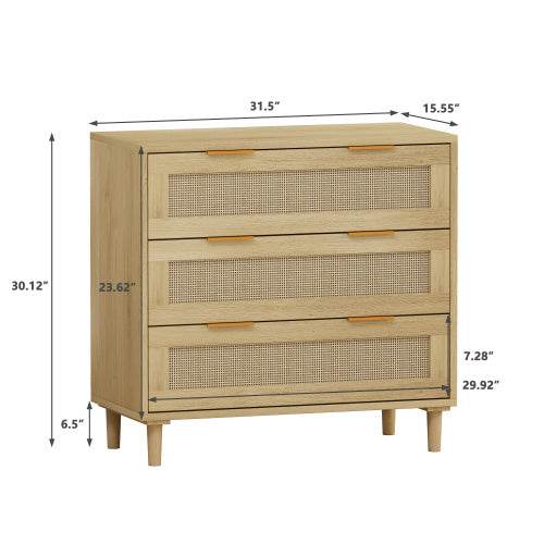 3 Drawers Rattan Locker Rattan Drawer - 2 Piece Set - ZEYTONCART