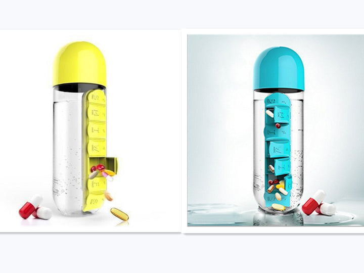 Direct Selling Two-In-One Water Cup Pill Box 7-Day Pill Box 7 Grids Outdoor Easy To Carry Water Bottle One Week With Pill Box Cup - ZEYTONCART