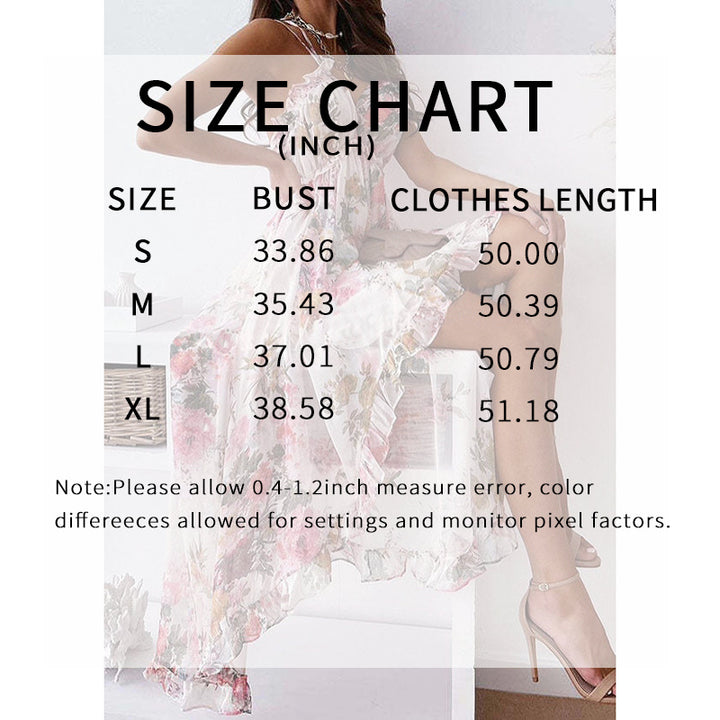 Women's Spaghetti Strap V-Neck Floral Sundress Flowy Fairy Style Summer Dress - ZEYTONCART