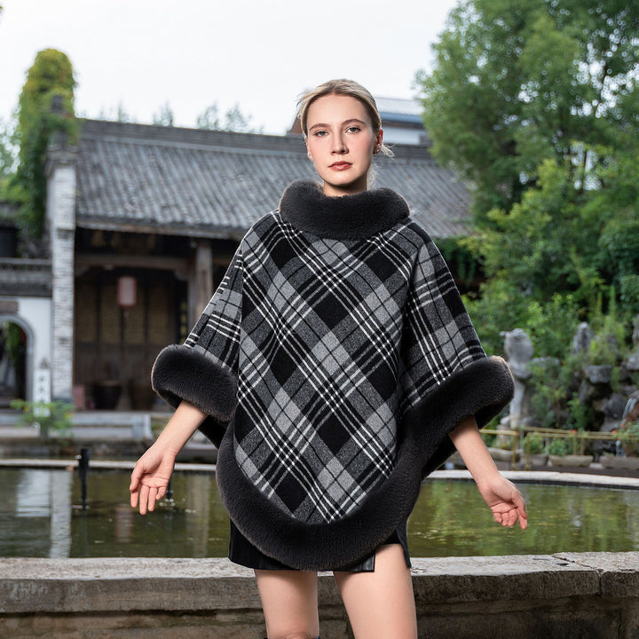 Elegant Autumn And Winter Warm Cloak Fleece-lined Thickened Fur Shawl - ZEYTONCART