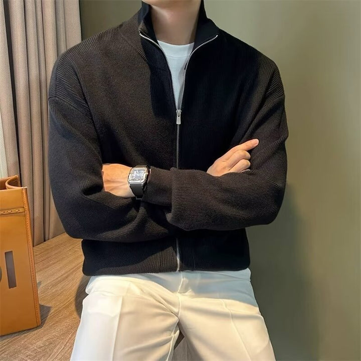 Versatile Zipper Cardigan Men's Knitted Shirt Autumn And Winter British Slim-fitting Sweater - ZEYTONCART