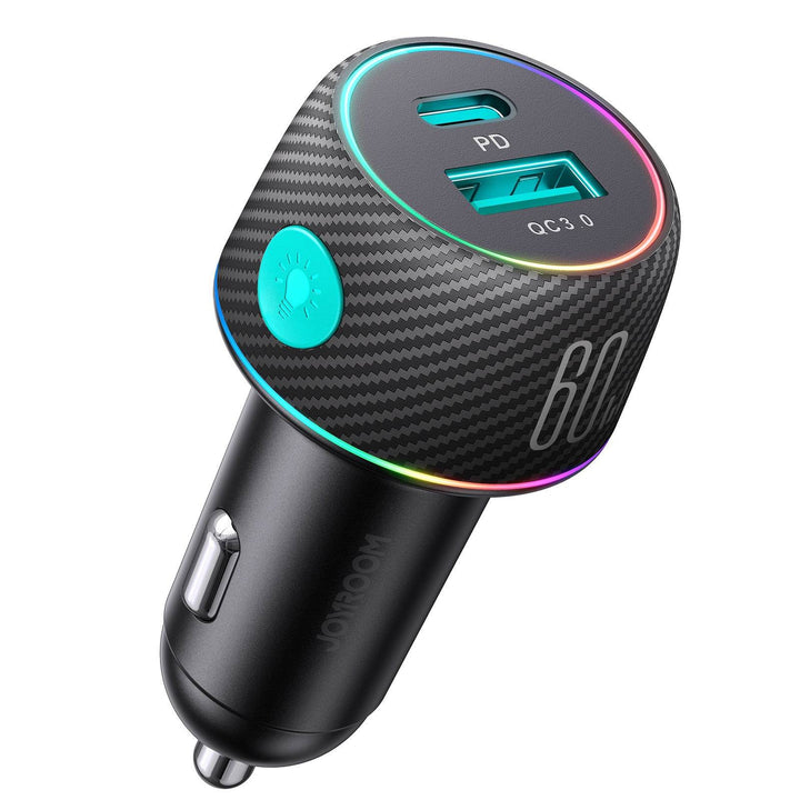 60W High Power Dual Port Button Car Charger - ZEYTONCART