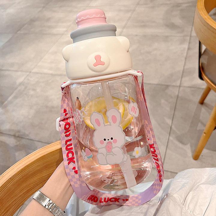 Summer Large-capacity Cross-body Bear Strap Water Cup - ZEYTONCART
