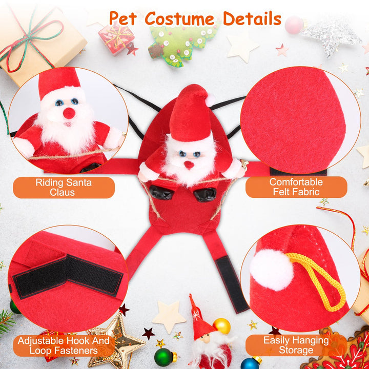 S-M-L-XL Options -- 1Pc Pet Christmas Costumes Red Winter Coat For Dog Riding Santa Claus With Bell Clothes New Year Outfit Cosplay Costumes Party Dress Up For Cats - ZEYTONCART