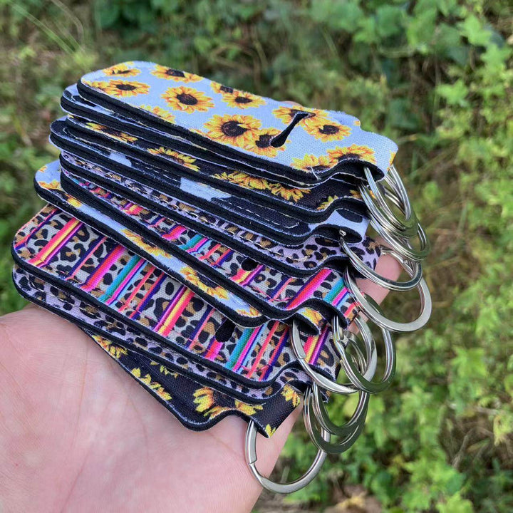 Printed Leopard Print SUNFLOWER Snake Pattern Women's Lipstick Pack Sets Of Key Chain Creative Perfume Bag - ZEYTONCART