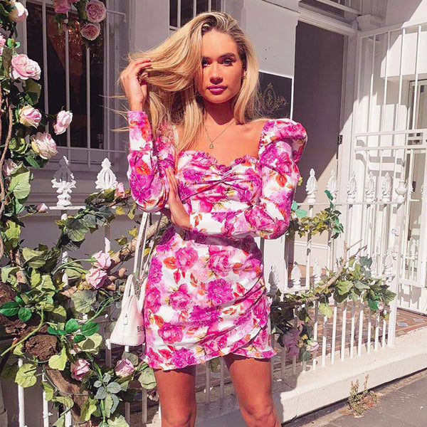 Ruffled floral print dress - ZEYTONCART