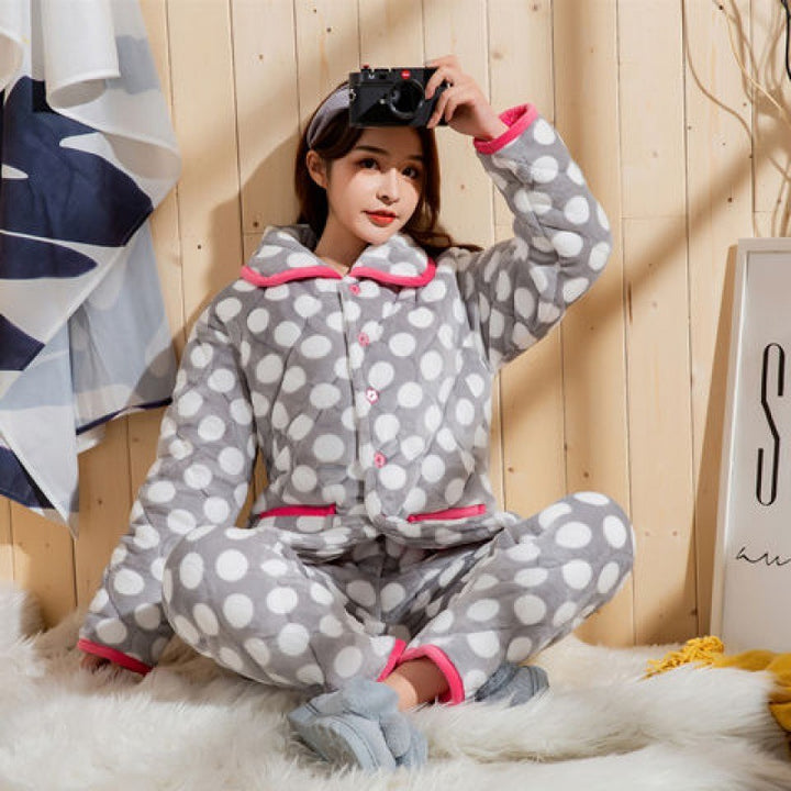 Women's Pajamas Winter Thickened Three Layers In Winter - ZEYTONCART