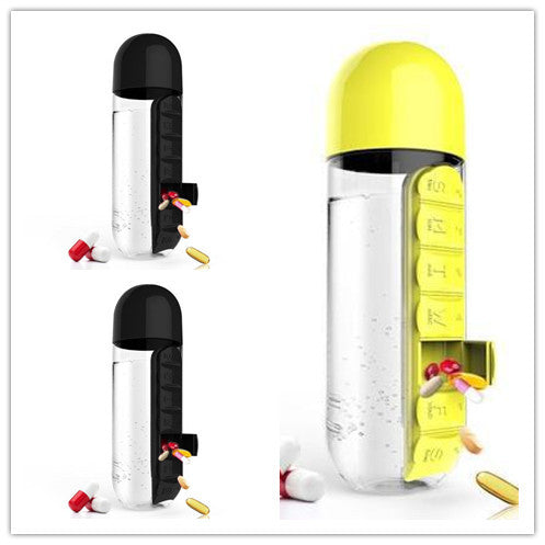 Direct Selling Two-In-One Water Cup Pill Box 7-Day Pill Box 7 Grids Outdoor Easy To Carry Water Bottle One Week With Pill Box Cup - ZEYTONCART