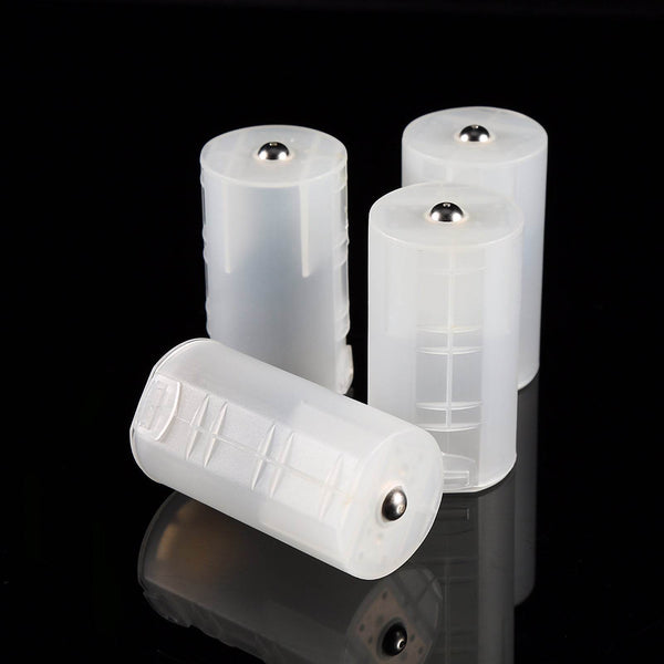 4pcs AA to Size D Battery Adapters Holder Switcher Converter Cases Box White - ZEYTONCART