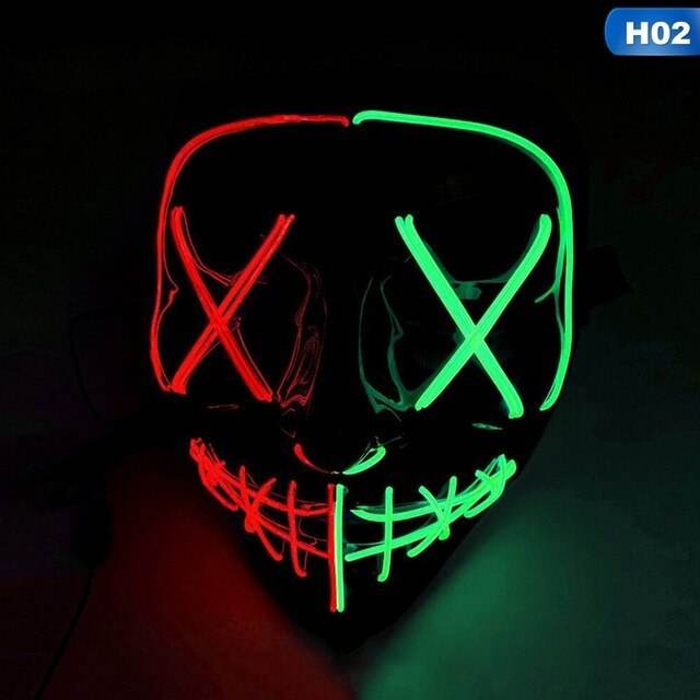 Scary face with blood horror thriller LED glow mask - ZEYTONCART