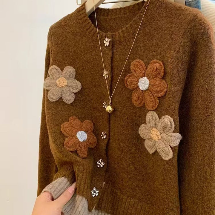 Korean Style Flower Loose Sweater Women's Autumn And Winter Lazy Embroidery - ZEYTONCART