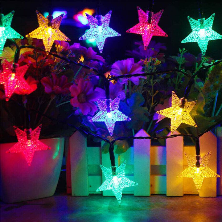 Solar Powered Star Fairy String LED Lights Waterproof Xmas Garden Outdoor Decor - ZEYTONCART