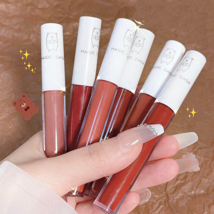 MAGIC CASA Love Bear Lip Lacquer Six Sets Not Easy To Fade Lipstick Matte Moisturizing Lip Mud Cross-border Makeup - ZEYTONCART