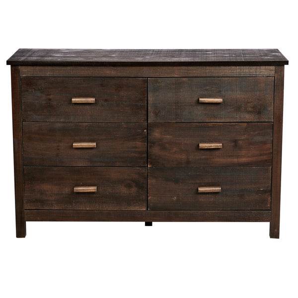 Brown MDF Veneer 120x40x80 Double-row Six-drawer Chest Of Drawers - ZEYTONCART