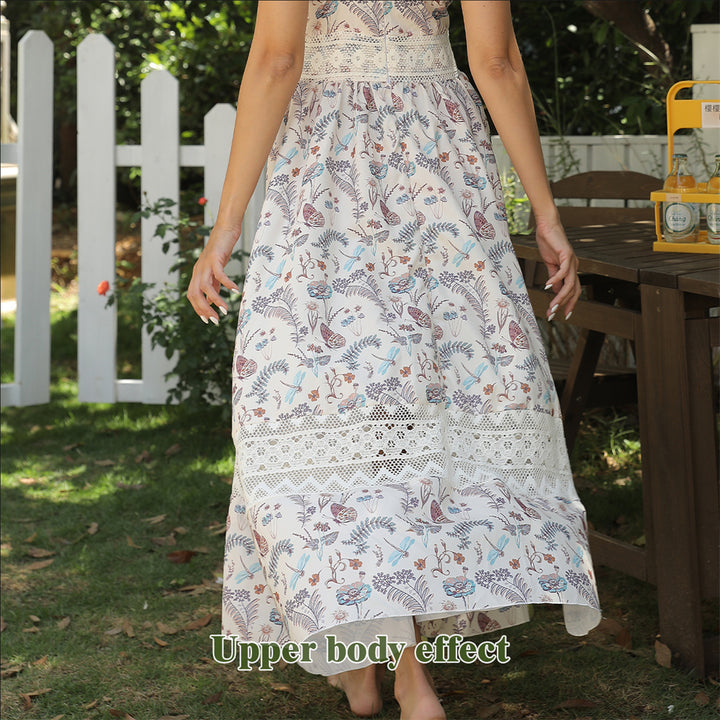 Women's Sleeveless Suspender Floral Dress - ZEYTONCART