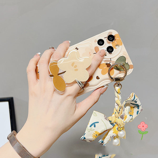 Autumn Leaves And Flowers With Bow Silk Scarf Phone Cases - ZEYTONCART