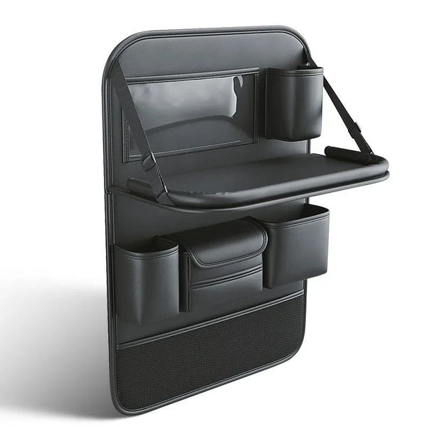 Car Seat Storage Bag Auto Back Seat Back Organizer With Foldable Table Tray PU Leather Tablet Holder Tissue Box Car Accessories - ZEYTONCART